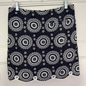 Golftini Golf Skort 'Jump Rope' Stretch Cotton Scalloped Hem Navy White 2L